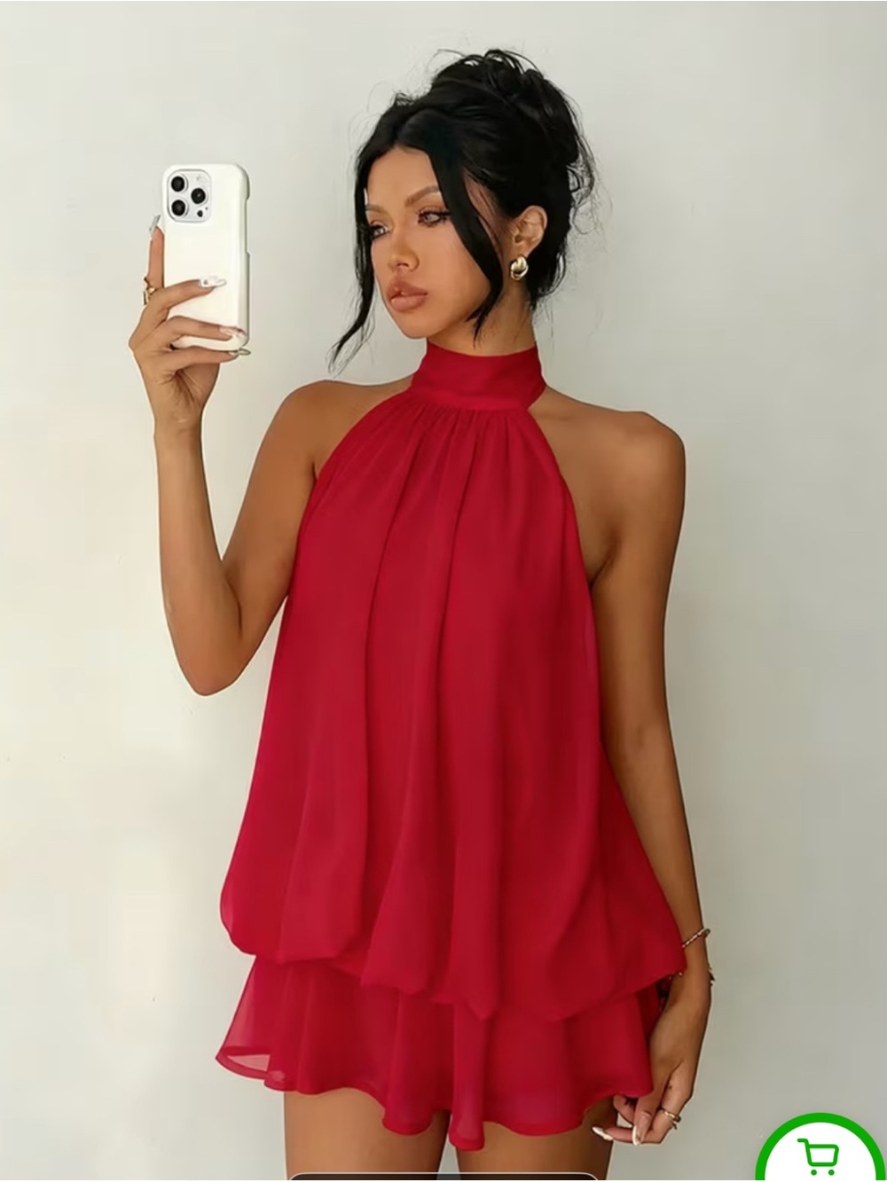 Red Halter Layered Mini Dress NWOT